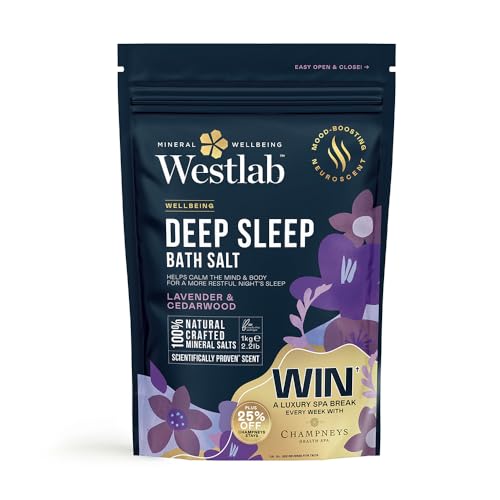 Westlab Magnesium Deep Sleep Bath Salts 1kg - Scientifically-Proven to Help Mind & Body Reach Harmony. Mood-Boosting Neuroscent. 100% Natural Organic Lavender & Cedarwood. - Natural Sleep