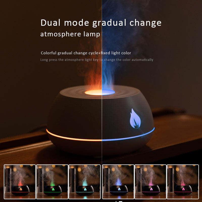 Flame Humidifier Aromatherapy Diffuser 7 Colors Light Home Air Humidifier 130ML USB Room Fragrance Essential Oil Diffuser - Natural Sleep