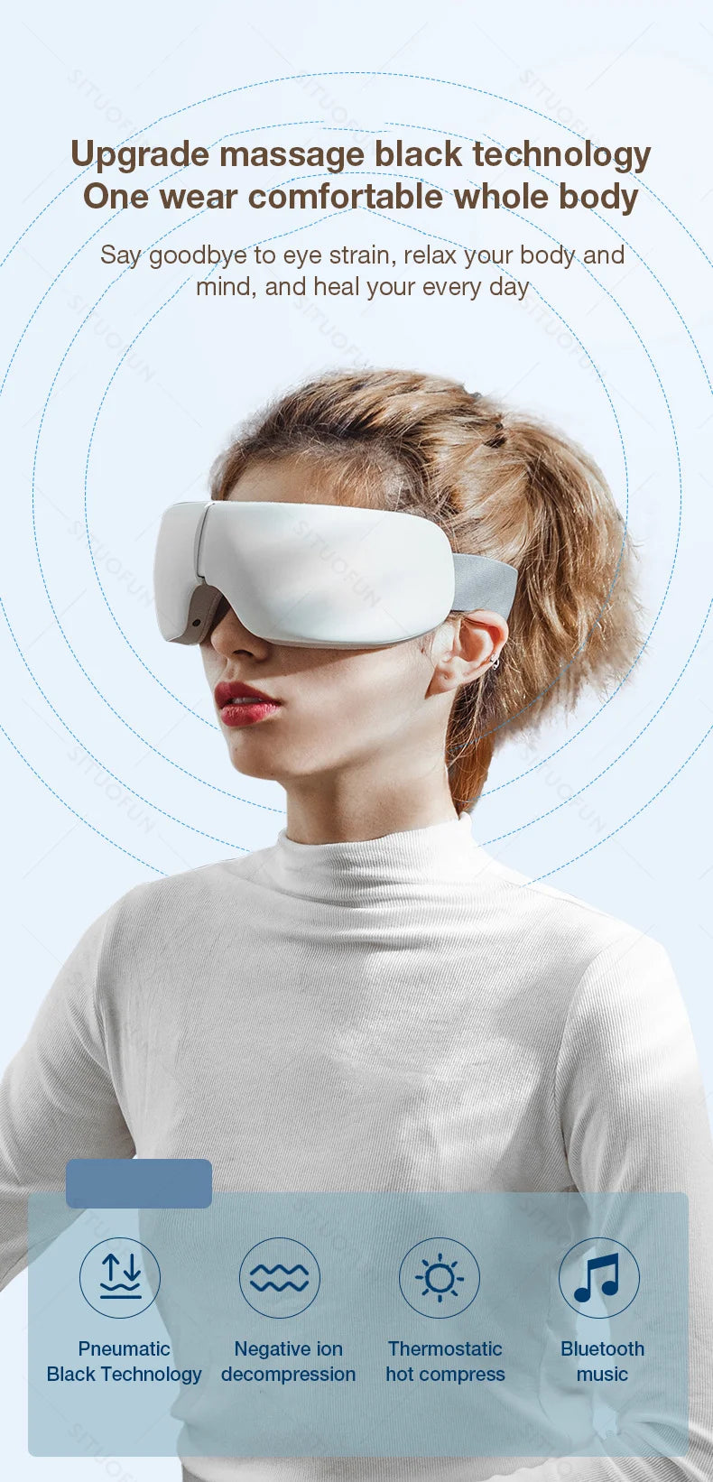 Eye Massager With Heat, Vibration and Bluetooth Music, Improve Sleep - Natural Sleep