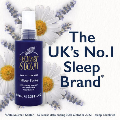 Feather & Down Sweet Dreams Limited Edition Pillow Spray (200ml) - with Calming Lavender & Chamomile Essential Oils. Encourages Calm, Tranquillity & a Restful Night's Sleep. Cruelty Free. - Natural Sleep