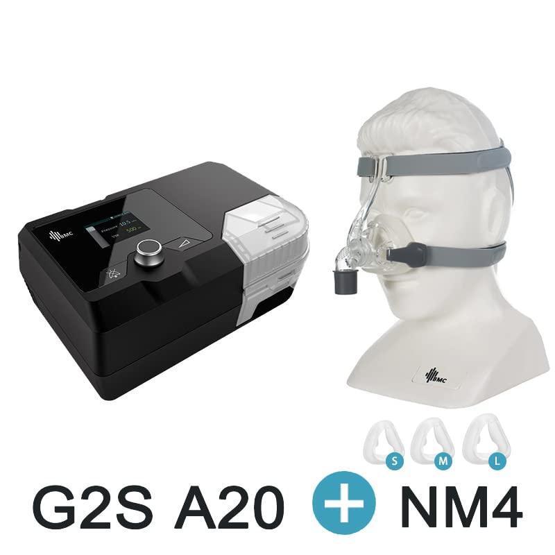 BMC G2S A20 Sleep Ventilator - Fully Automatic Anti-Snore Device, 4-20 hPa Sleep Breathing Machine with Full Size Nose Mask Set, Perfect Gift for Dad/Mom - Natural Sleep