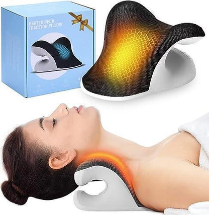 Liipoo Heated Neck Stretcher with Magnetic Therapy Pillowcase, Neck and Shoulder Relaxer Pillows, Cervical Traction Device for Relieve TMJ Headache Muscle Tension Spine Alignment… - Natural Sleep