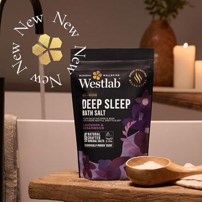 Westlab Magnesium Deep Sleep Bath Salts 1kg - Scientifically-Proven to Help Mind & Body Reach Harmony. Mood-Boosting Neuroscent. 100% Natural Organic Lavender & Cedarwood. - Natural Sleep