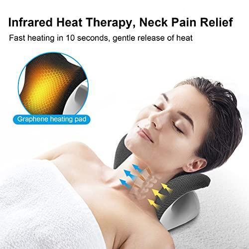 Liipoo Heated Neck Stretcher with Magnetic Therapy Pillowcase, Neck and Shoulder Relaxer Pillows, Cervical Traction Device for Relieve TMJ Headache Muscle Tension Spine Alignment… - Natural Sleep