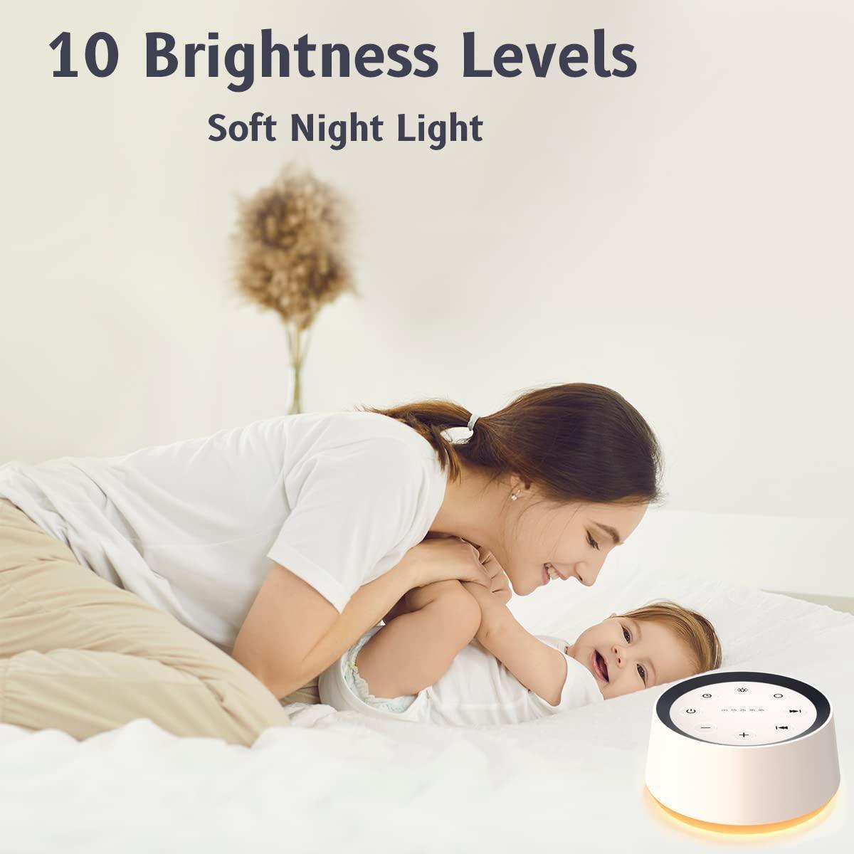 White Noise Machine Brown Noise Machine with 30 Soothing Sounds 12 Colors Night Light Sound Machine for Adults Baby Kids Sleep Machines Memory Function 36 Volume Levels 5 Timers for Home Office Travel - Natural Sleep