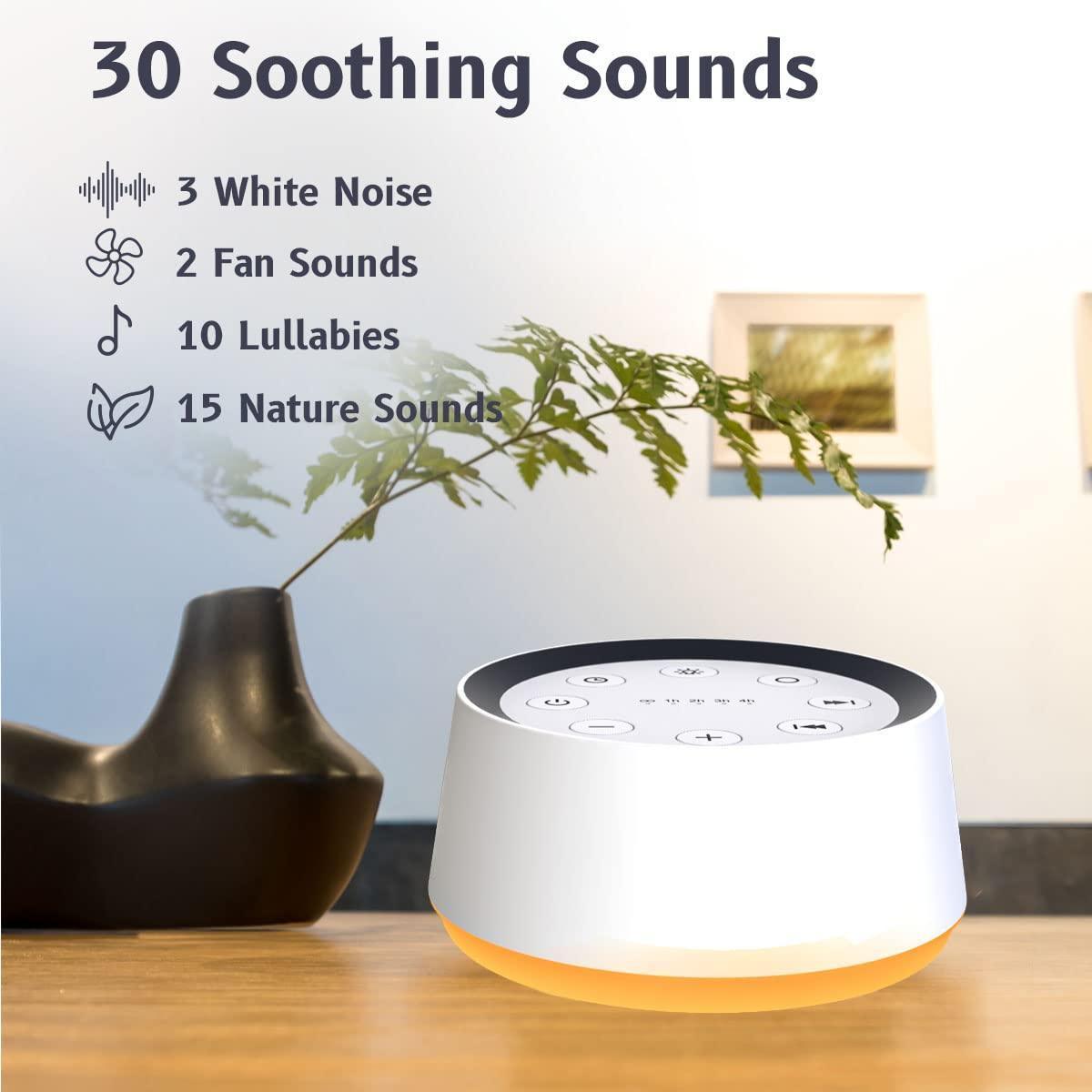 White Noise Machine Brown Noise Machine with 30 Soothing Sounds 12 Colors Night Light Sound Machine for Adults Baby Kids Sleep Machines Memory Function 36 Volume Levels 5 Timers for Home Office Travel - Natural Sleep