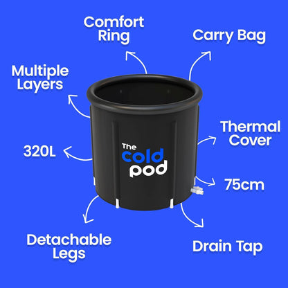 The Cold Pod Ice Bath Tub | 320L Cold Plunge Tub | Cold Water Therapy Tub for Recovery & Cold Plunge | Portable Ice Bath Plunge Pool For Adults | Ice Plunge Tub For Ice Baths |Cold Tub | Ice Tub & Lid - Natural Sleep