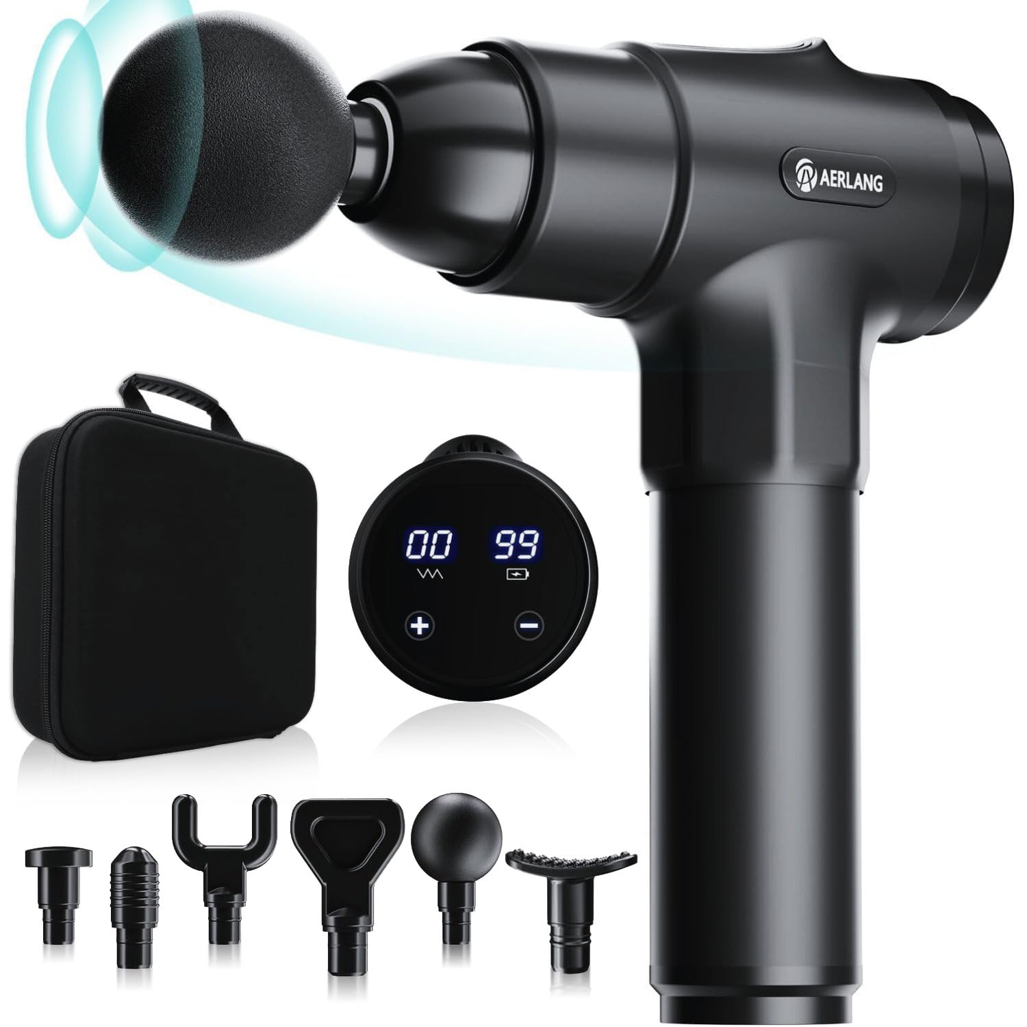 AERLANG Pistolet de Massage Musculaire,masseurs électriques portables de Massage Masseur de Muscle pistolet masseur Six têtes réglables différentes – Option 20 vitesses - NaturalSleep.shop