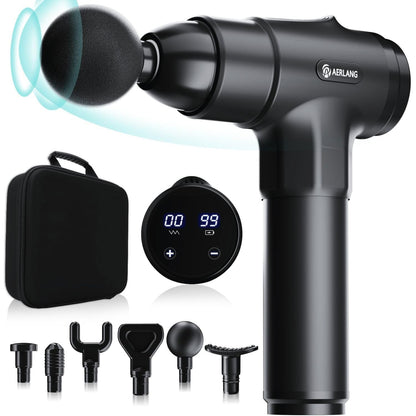 AERLANG Pistolet de Massage Musculaire,masseurs électriques portables de Massage Masseur de Muscle pistolet masseur Six têtes réglables différentes – Option 20 vitesses - NaturalSleep.shop