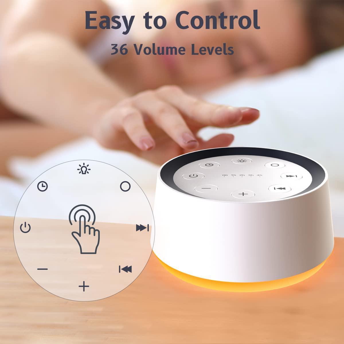 White Noise Machine Brown Noise Machine with 30 Soothing Sounds 12 Colors Night Light Sound Machine for Adults Baby Kids Sleep Machines Memory Function 36 Volume Levels 5 Timers for Home Office Travel - Natural Sleep