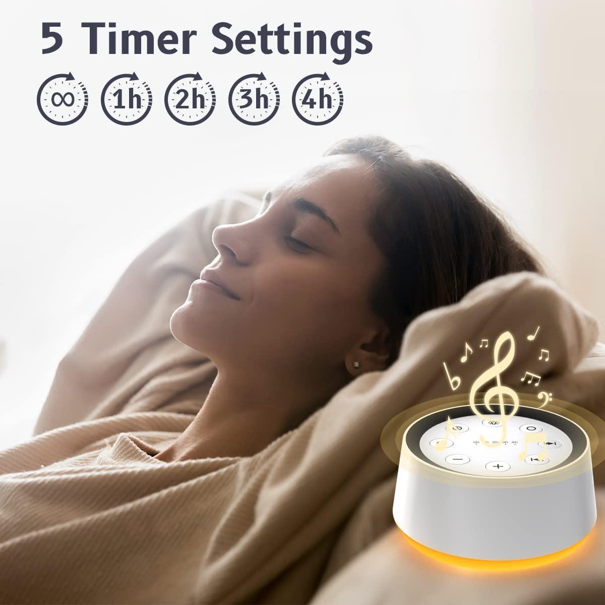 White Noise Machine Brown Noise Machine with 30 Soothing Sounds 12 Colors Night Light Sound Machine for Adults Baby Kids Sleep Machines Memory Function 36 Volume Levels 5 Timers for Home Office Travel - Natural Sleep