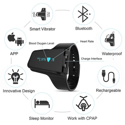 Pulse Oximeter Approved UK, 72 hr Battery Life Sleep Monitor with Bluetooth, Wrist Oxygen Monitor Finger Adults,Portable Blood Oxygen Monitor with Free APP&PC Report - Natural Sleep