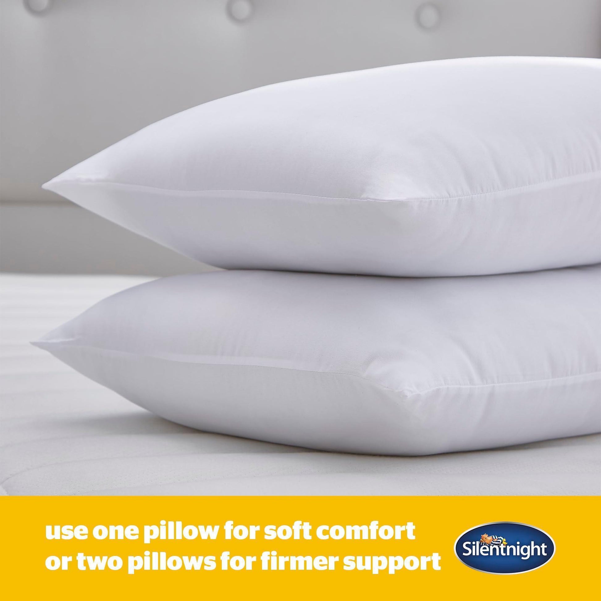 Silentnight Essentials Pillows 2 Pack - Soft Comfortable Soft Medium Support Pillows for Front, Stomach, Back and Side Sleepers - Hypoallergenic and Machine Washable - Pack of 2 - Natural Sleep