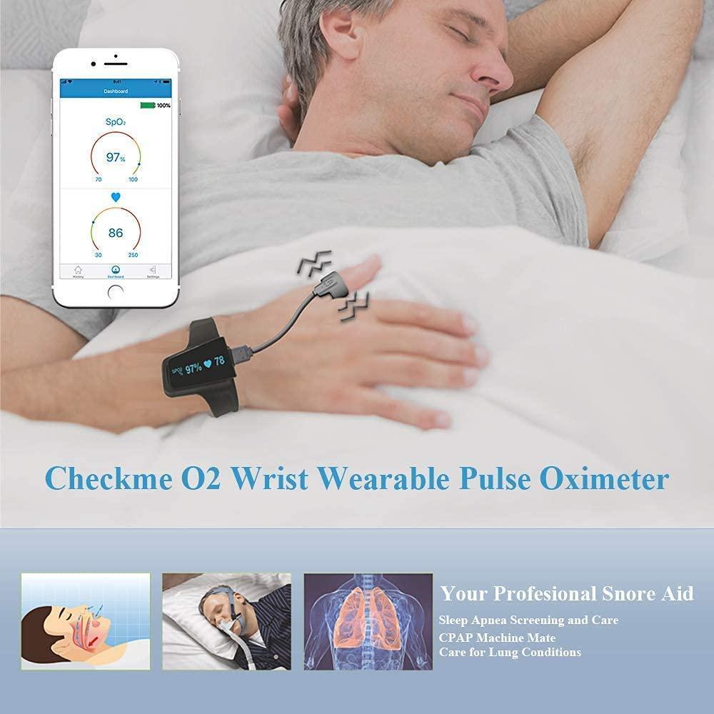 Pulse Oximeter Approved UK, Blood Oxygen Monitor Finger and Wrist with Bluetooth, Wearable Sleep Monitor with Free APP&PC Report - Natural Sleep