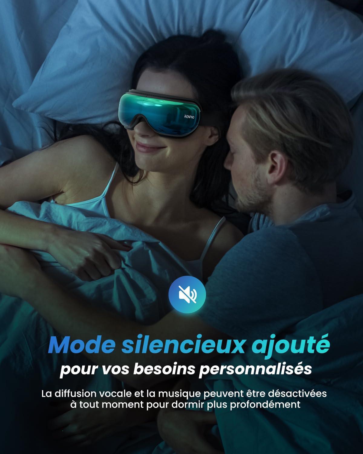 RENPHO Eyeris 1 - Masseur pour les yeux avec chaleur, masseur chauffant, masque pour les yeux avec musique Bluetooth, détend et réduit la fatigue oculaire améliorent le sommeil - Natural Sleep