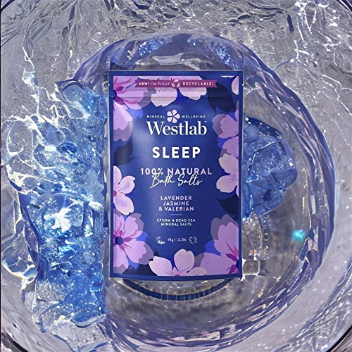 Westlab Sleep Sels de bain à la lavande et au jasmin - Sels d’Epsom et de la Mer Morte - 1 kg - Natural Sleep