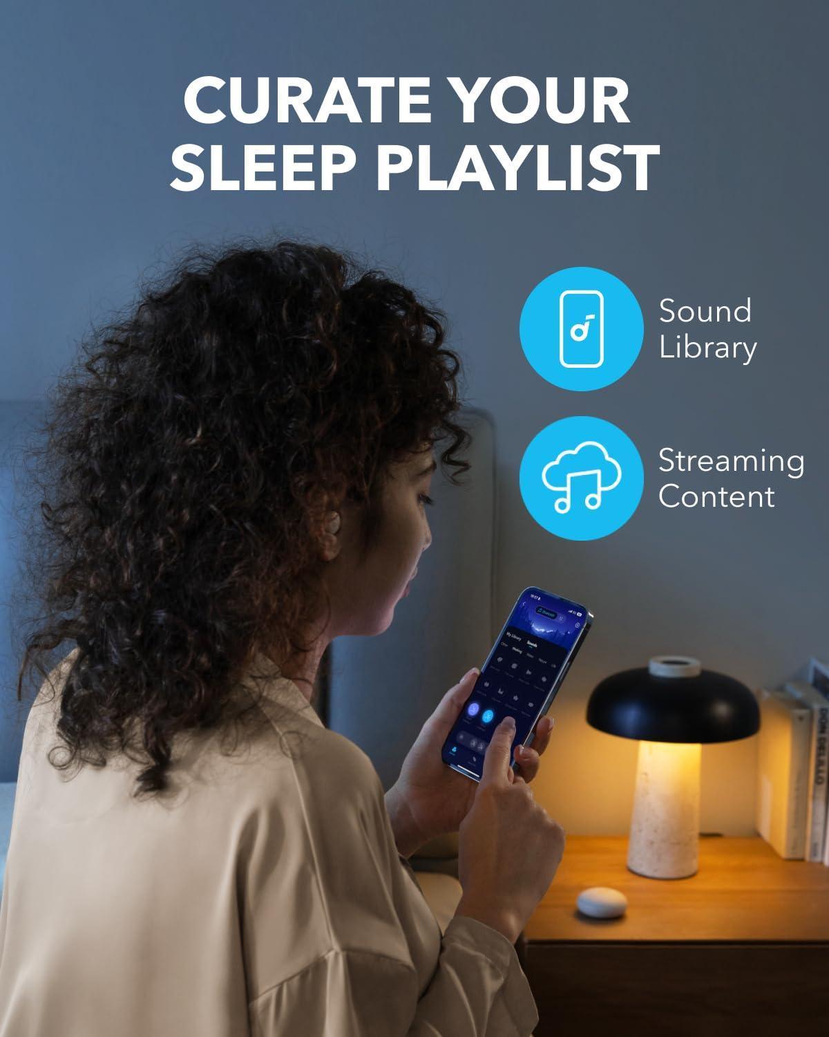 Soundcore Sleep A20 di Anker, auricolari per dormire che limitano i rumori, design compatto per chi dorme sul fianco, 80 ore di autonomia, Bluetooth 5.3, monitora il sonno, sveglia personalizzabile - Natural Sleep