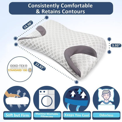 CPAP Memory Foam Pillow for Side Sleeper - Sleep Apnea Pillow for Sleeping - CPAP Nasal Pillows Suit for All CPAP Masks User - Orthopedic Neck Support Pillow Relief Neck Pain for Side Back Sleepers - Natural Sleep