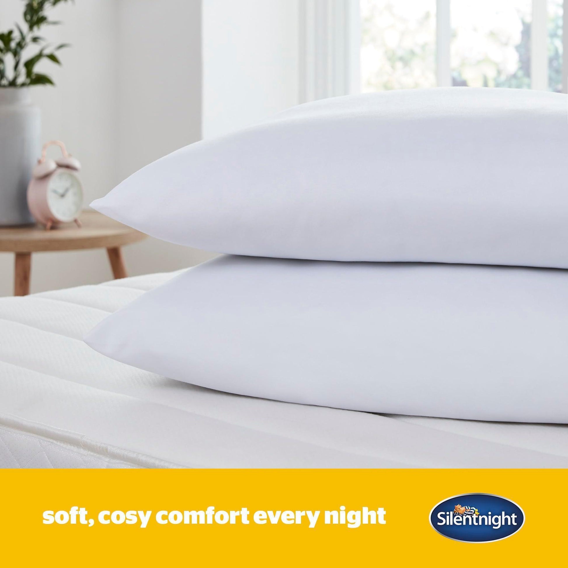 Silentnight Essentials Pillows 2 Pack - Soft Comfortable Soft Medium Support Pillows for Front, Stomach, Back and Side Sleepers - Hypoallergenic and Machine Washable - Pack of 2 - Natural Sleep