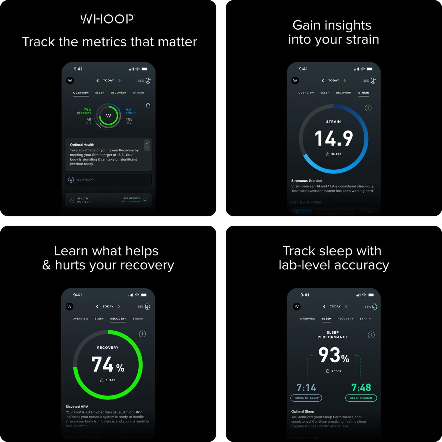 WHOOP 4.0 With 12 Month Subscription – Wearable Health, Fitness & Activity Tracker – Continuous Monitoring, Performance Optimization, Heart Rate Tracking – Improve Sleep, Strain, Recovery, Wellness - Natural Sleep