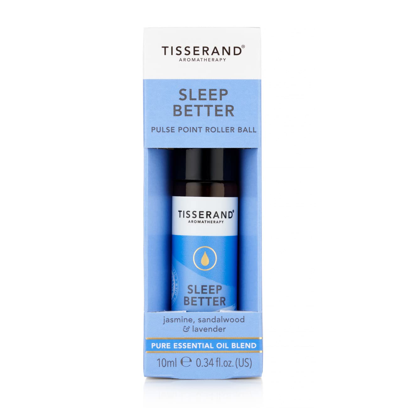 Tisserand Aromatherapy - Sleep Better - Pulse Point Roller - Lavender, Jasmine & Sandalwood Essential Oils - 100% Natural Pure Essential Oils - 10ml - Natural Sleep