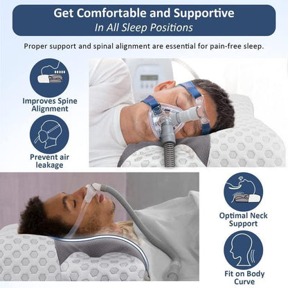 CPAP Memory Foam Pillow for Side Sleeper - Sleep Apnea Pillow for Sleeping - CPAP Nasal Pillows Suit for All CPAP Masks User - Orthopedic Neck Support Pillow Relief Neck Pain for Side Back Sleepers - Natural Sleep