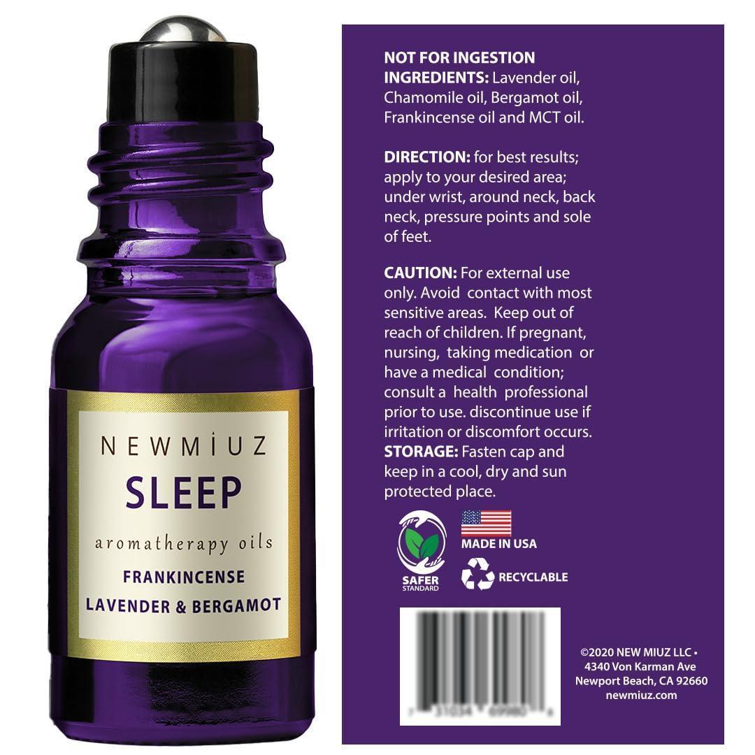 Sleep Well Roll On Essential Oil Anti Stress Calming Aromatherapy Stick Blend Lavender Oil Bergamot Frankincense Destress Relaxation Stress Gifts for Women Perfect Stocking Stuffers NEW MIUZ USA - Natural Sleep