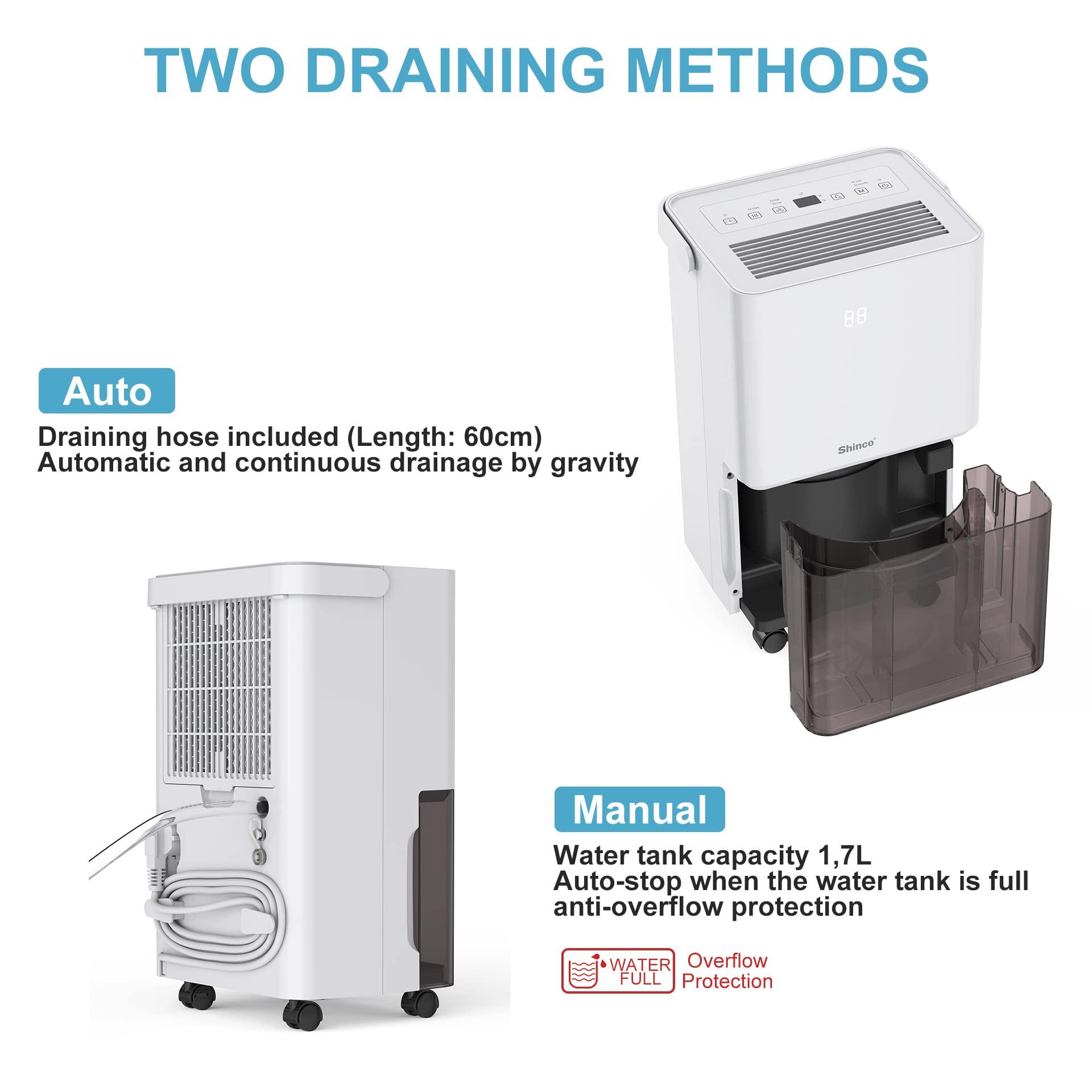 SHINCO 10L/Day Energy Efficient Electric Compressor Dehumidifier for home,Carbon Air Purifier, Continuous Drainage，Auto Restart，Laundry Drying，24 Hour Timer，Damp Mould Control - NaturalSleep.shop