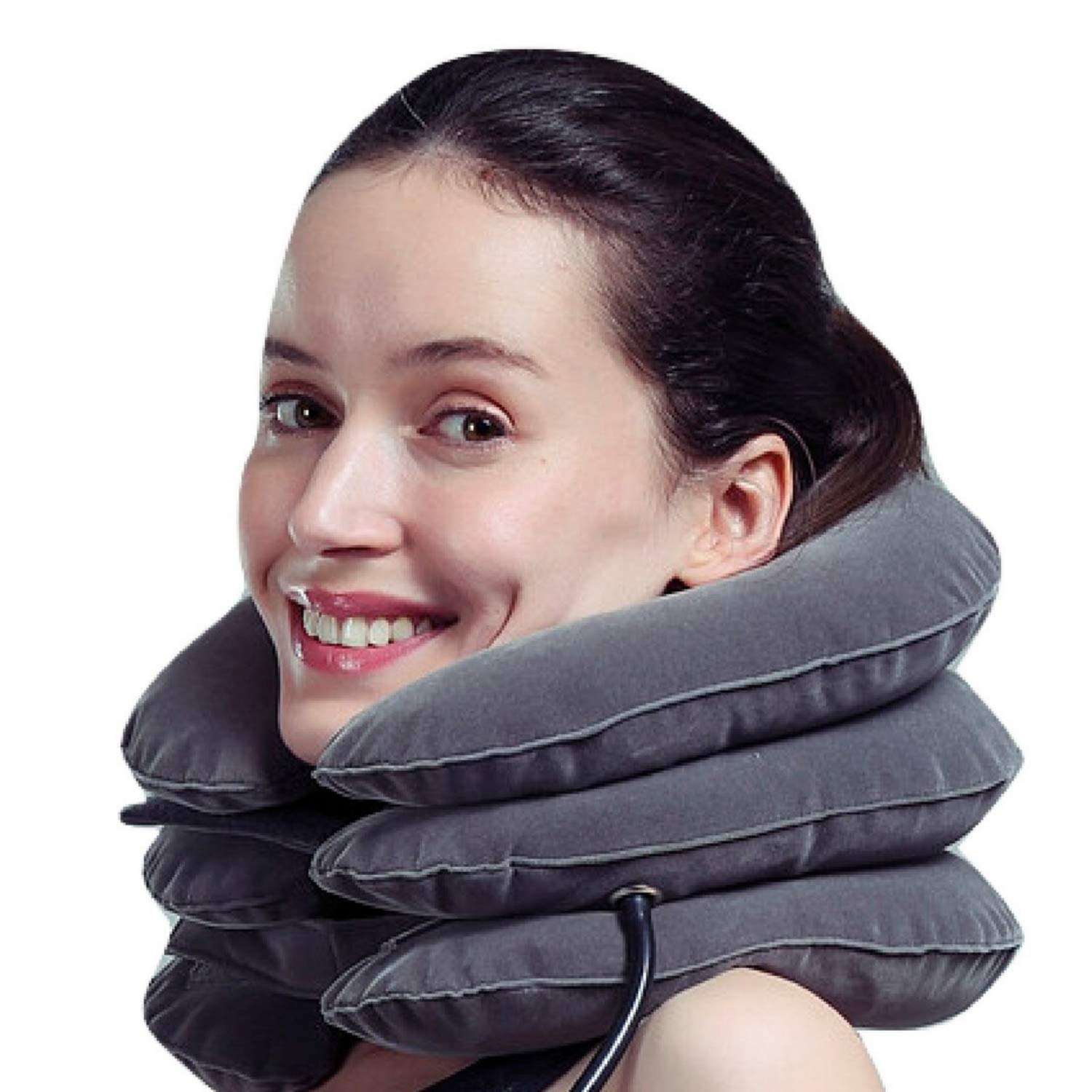 MEDIZED® Cervical Neck Stretcher Traction Device, Neck Support Brace, Inflatable & Adjustable Neck Support Pillow is Ideal for Spine Alignment & Chronic Neck Pain Relief - Natural Sleep