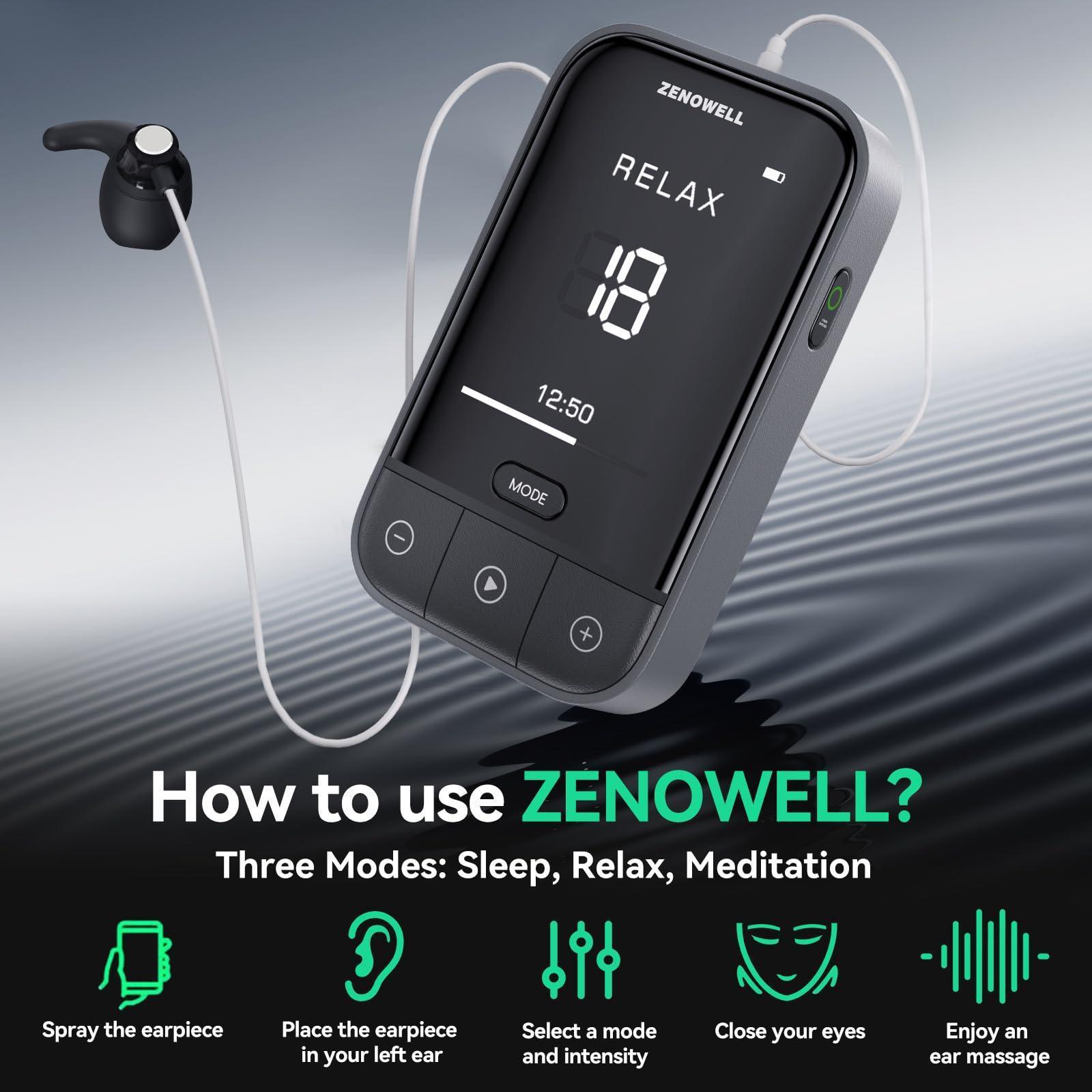 ZENOWELL Auricular Vagus Nerve Stimulator, Sleep Better, Restore Calm, Stress Management and Recover, Patented Vagus Nerve Wearable Device, Relaxation Device, Enjoy Long-Term Sleep Improvement - Natural Sleep