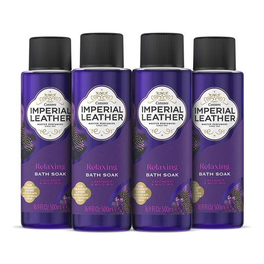 Imperial Leather Relaxing Bath Soak, Lavender & Wild Iris, Rich & Creamy Bubble Bath, Gentle Skin Care, Bulk Buy, Pack of 4 x 500ml - Natural Sleep