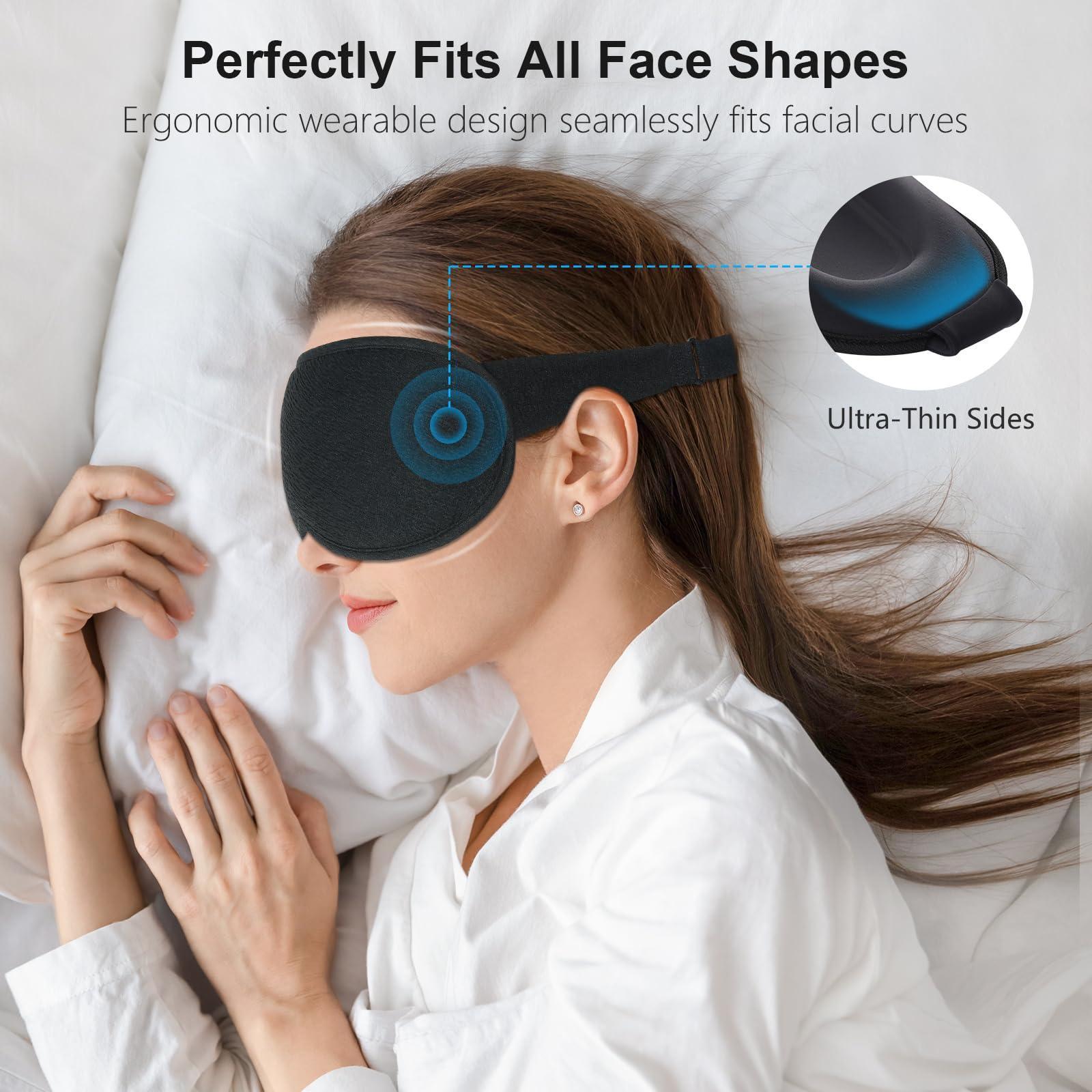 Gritin Antifaz para Dormir para Mujer y Hombre, 100% Anti-Luz Máscara de Dormir Sin Presión Ocular - Diseño Ergonomico 3D para Las Pestañas y Los Movimientos Oculares, Ultrasuave & Cómodo Sleep Mask - Natural Sleep