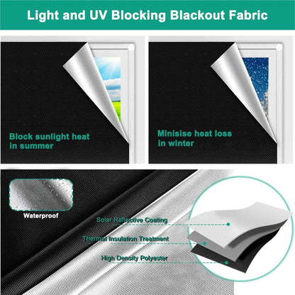 Portable 100% Blackout Blind (145 x 250 cm) with Nano Tape – Stick-On Blackout Curtains for Windows, Bedrooms, Nurseries, Travel, RVs, and More – Fits Any Window Size or Shape - Natural Sleep