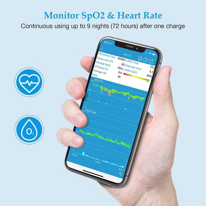 Pulse Oximeter Approved UK, 72 hr Battery Life Sleep Monitor with Bluetooth, Wrist Oxygen Monitor Finger Adults,Portable Blood Oxygen Monitor with Free APP&PC Report - Natural Sleep