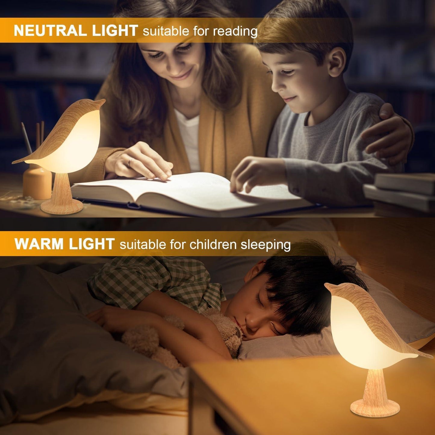 Lampe de Chevet Tactile, Lampe De Table Rechargeable avec 3 Modes Dimmable, 3000K-6000K, 1800mAh, Sans Fil, Décoration pour Maison, Parfaite pour Chambre Bureau Cadeau - Natural Sleep