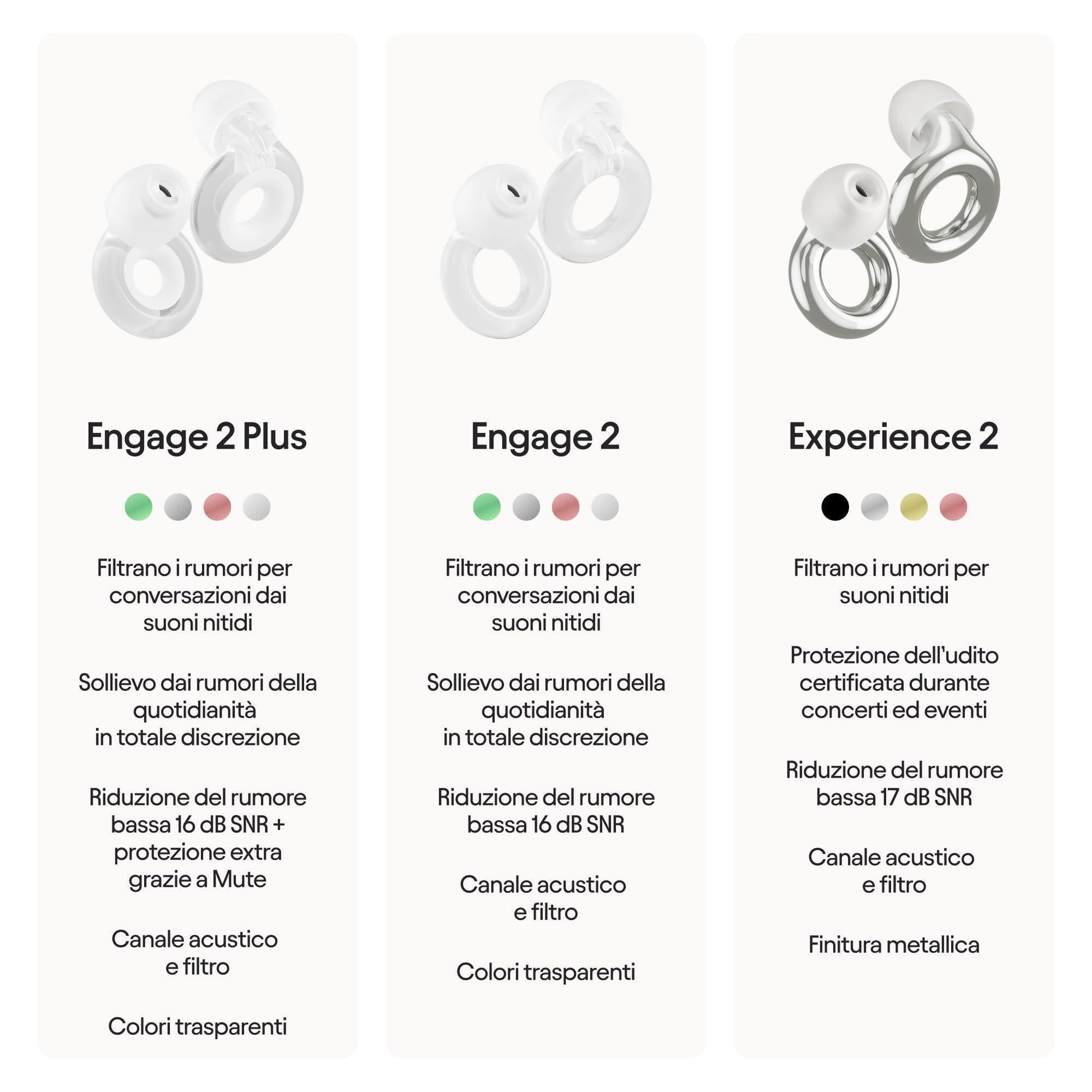 Loop Engage 2 Plus Tappi orecchie – Sollievo dai rumori della quotidianità e suono della voce nitido per eventi sociali, conversazioni, genitori e iperacusia – Riduzione del rumore da 16 dB + Mute - Natural Sleep