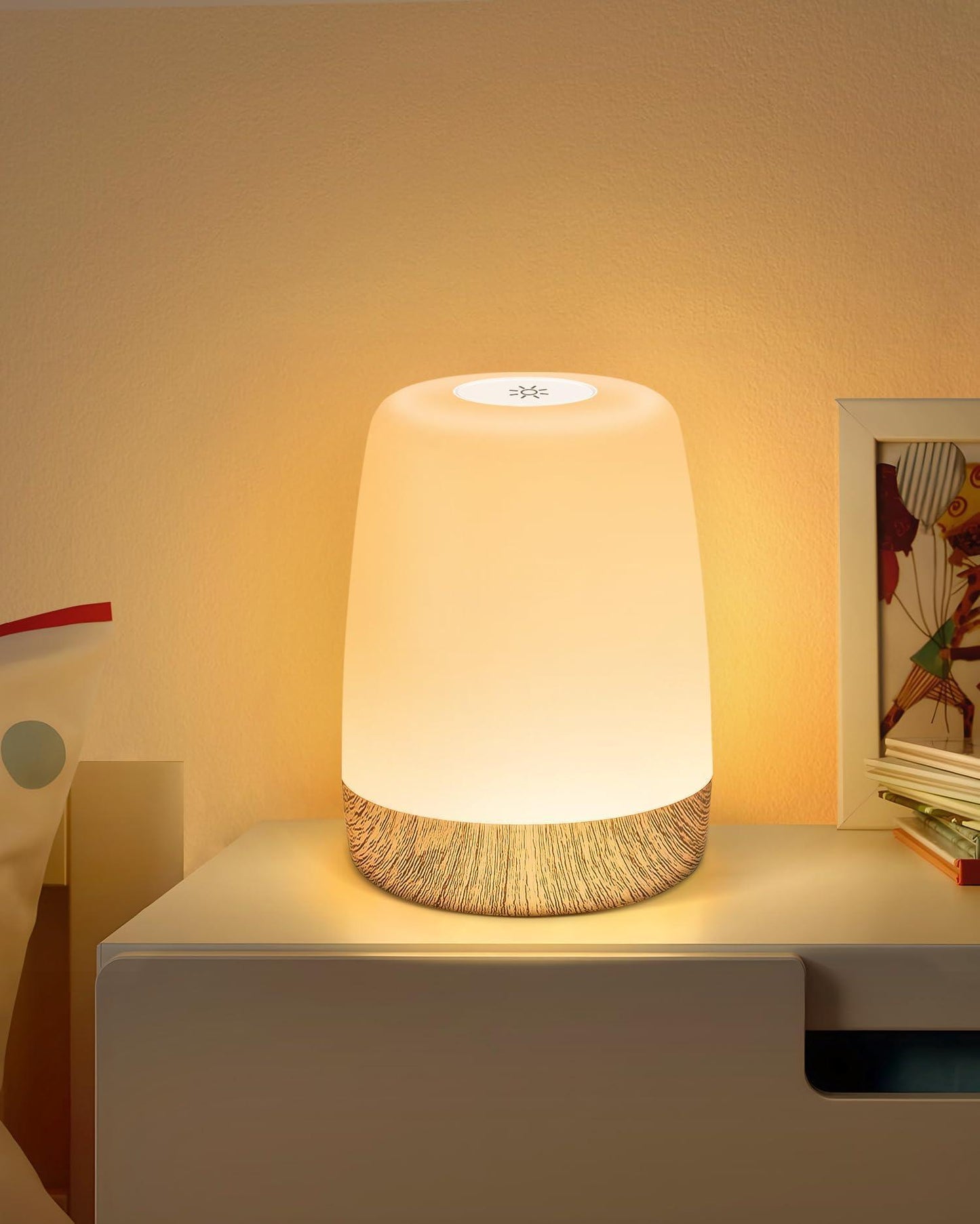 FOMYHEARD Petite lampe de table sans fil, lampe de chevet LED tactile à intensité variable avec lumière chaude et 256 couleurs RVB changeantes, lampe rechargeable à batterie, lumière d'allaitement à - Natural Sleep