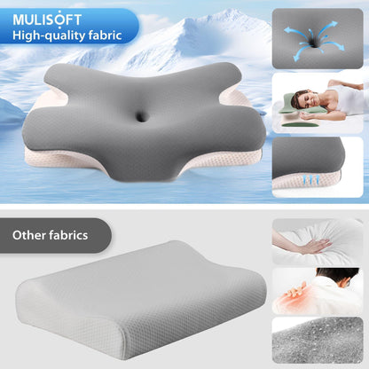 MULISOFT Memory foam pillow, comfortable pillow, supportive neck pillow, ergonomic side sleeper pillow (GREY) - Natural Sleep