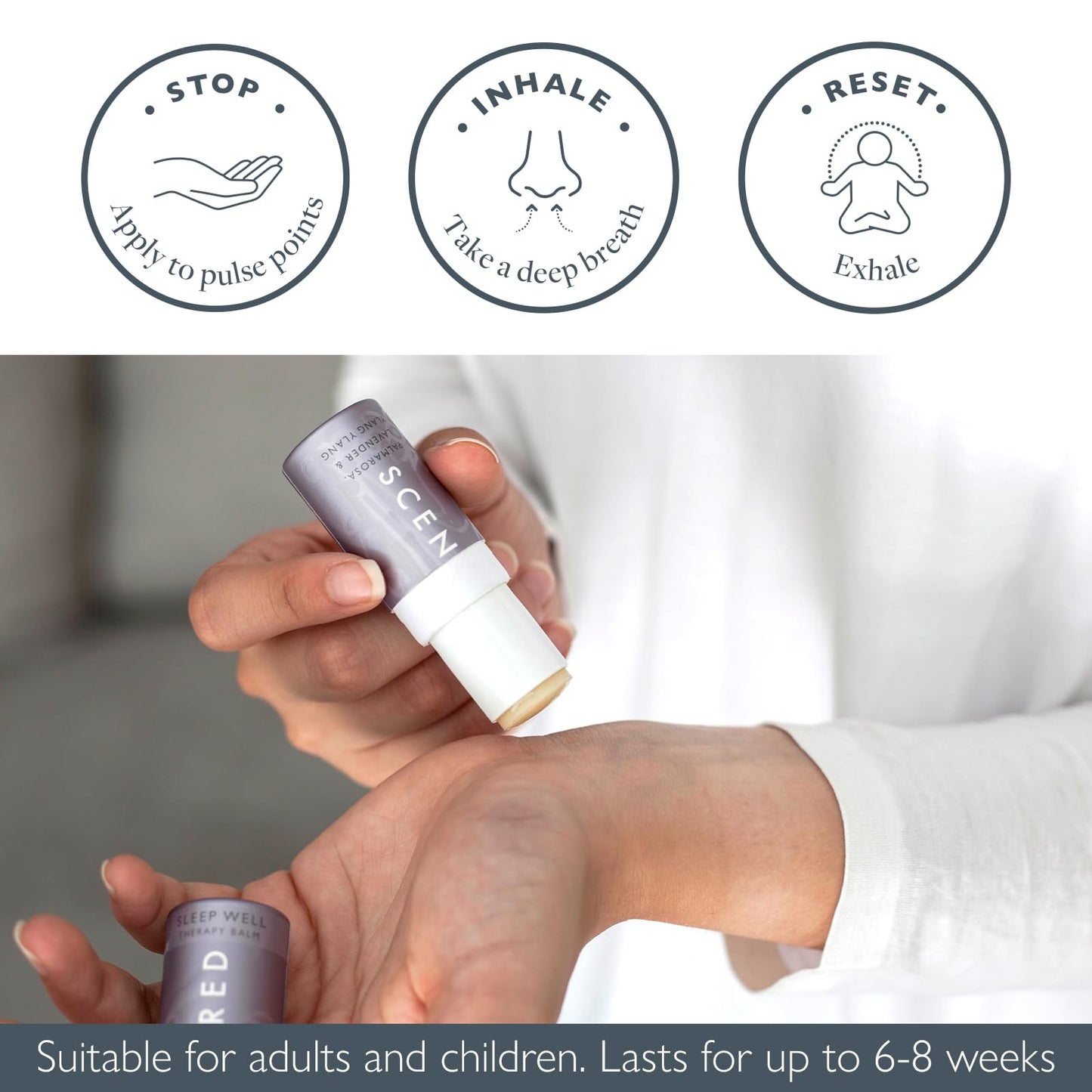 Scentered Aromatherapy Balm Stick, Sleep Well - Sleep Aid for Restful Sleep - 100% Natural Essential Oils Blend: Lavender, Chamomile, Ylang Ylang - Relaxation Gifts for Women & Men - Natural Sleep