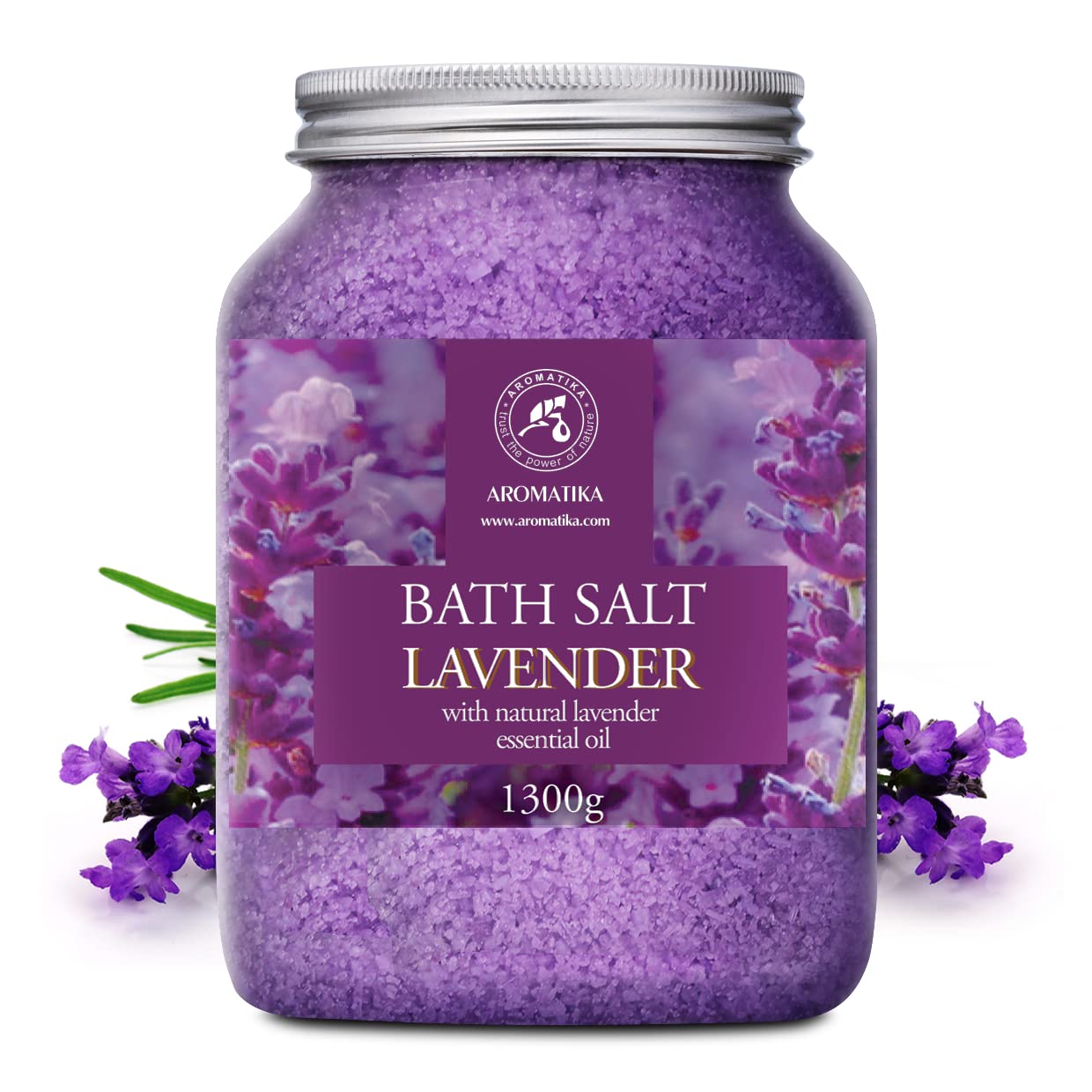 Sel de Bain Lavande 1300g - Sel de Mer avec Huile de Lavande Essentielle 100% Naturel - Bon Sommeil - Soulagement du Stress - Beauté - Bain - Soin du Corps - Aromathérapie - Natural Sleep