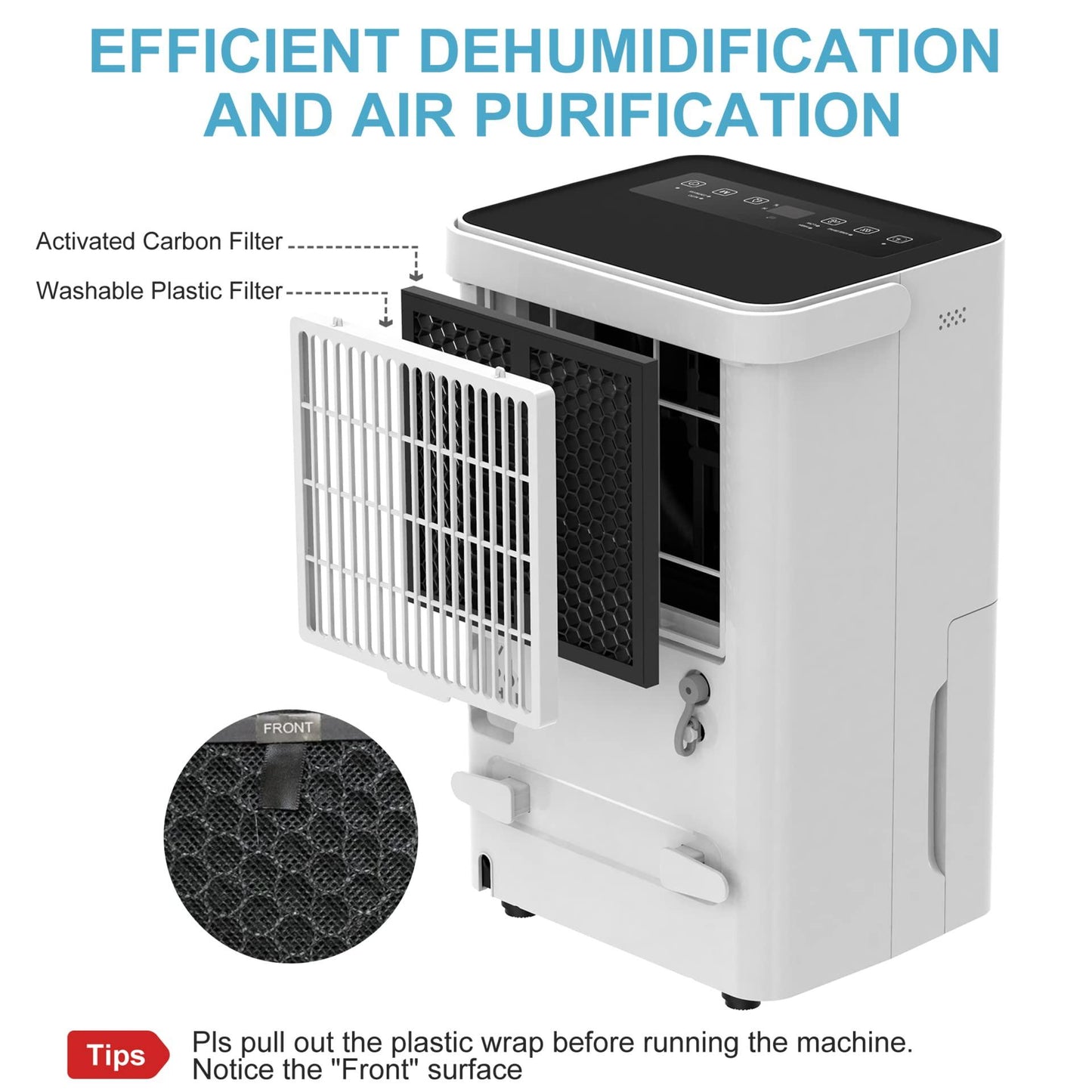 SHINCO 10L/Day Energy Efficient Electric Compressor Dehumidifier for home,Carbon Air Purifier, Continuous Drainage，Auto Restart，Laundry Drying，24 Hour Timer，Damp Mould Control - NaturalSleep.shop