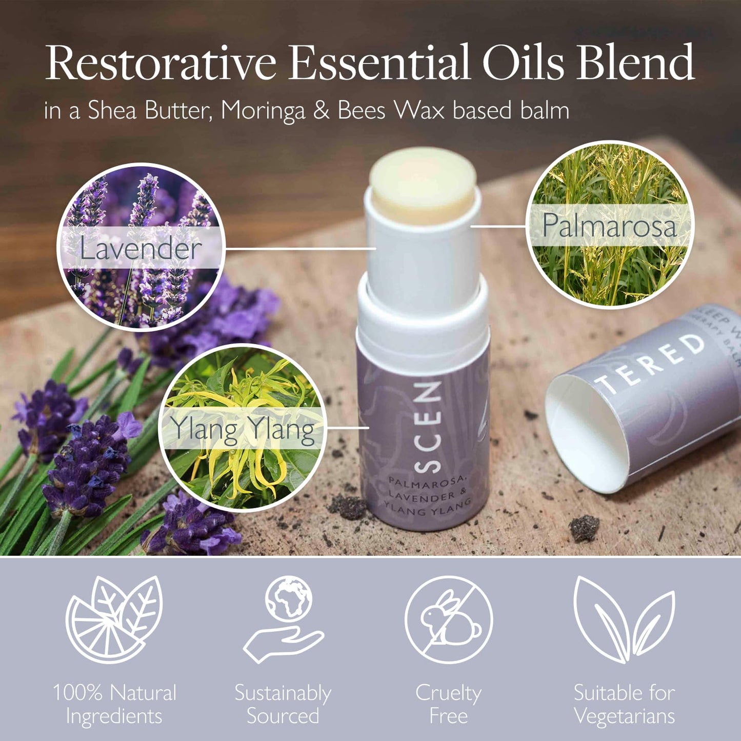 Scentered Aromatherapy Balm Stick, Sleep Well - Sleep Aid for Restful Sleep - 100% Natural Essential Oils Blend: Lavender, Chamomile, Ylang Ylang - Relaxation Gifts for Women & Men - Natural Sleep