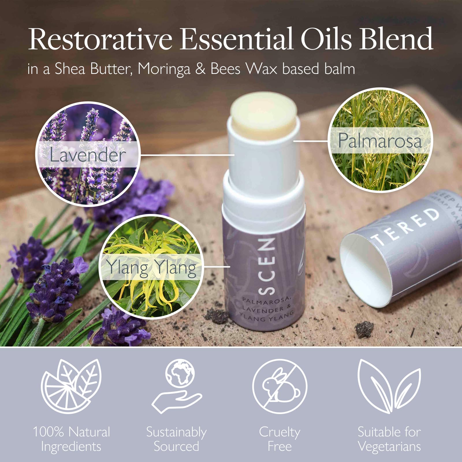 Scentered Aromatherapy Balm Stick, Sleep Well - Sleep Aid for Restful Sleep - 100% Natural Essential Oils Blend: Lavender, Chamomile, Ylang Ylang - Relaxation Gifts for Women & Men - Natural Sleep