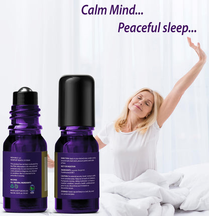 Sleep Well Roll On Essential Oil Anti Stress Calming Aromatherapy Stick Blend Lavender Oil Bergamot Frankincense Destress Relaxation Stress Gifts for Women Perfect Stocking Stuffers NEW MIUZ USA - Natural Sleep