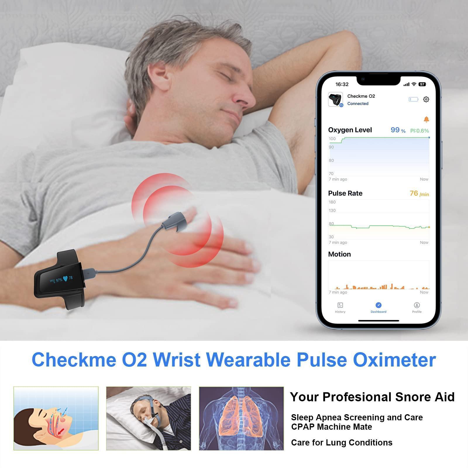 Pulse Oximeter Approved UK, 72 hr Battery Life Sleep Monitor with Bluetooth, Wrist Oxygen Monitor Finger Adults,Portable Blood Oxygen Monitor with Free APP&PC Report - Natural Sleep