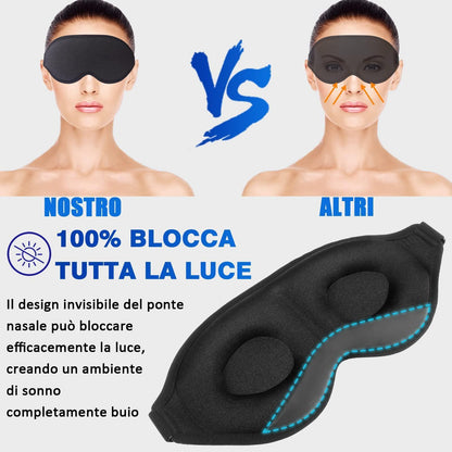 Mascherina per Dormire, Mascherina Occhi per Dormire per Donna Uomo, Sleep Mask, Mascherina Sonno 100% Bloccare la Luci, Viaggio, Lavoro a Turni - Natural Sleep