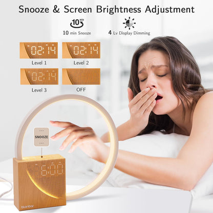 blonbar 10W Lampada Da Comodino Con Funzione Di Ricarica USB, Sveglia Sveglia Touch Control Dimmerabile Aiuto Al Sonno Per Bambini E Adulti, 3 Livelli Di Luminosità Luce Notturna Per Camera Da Letto - Natural Sleep