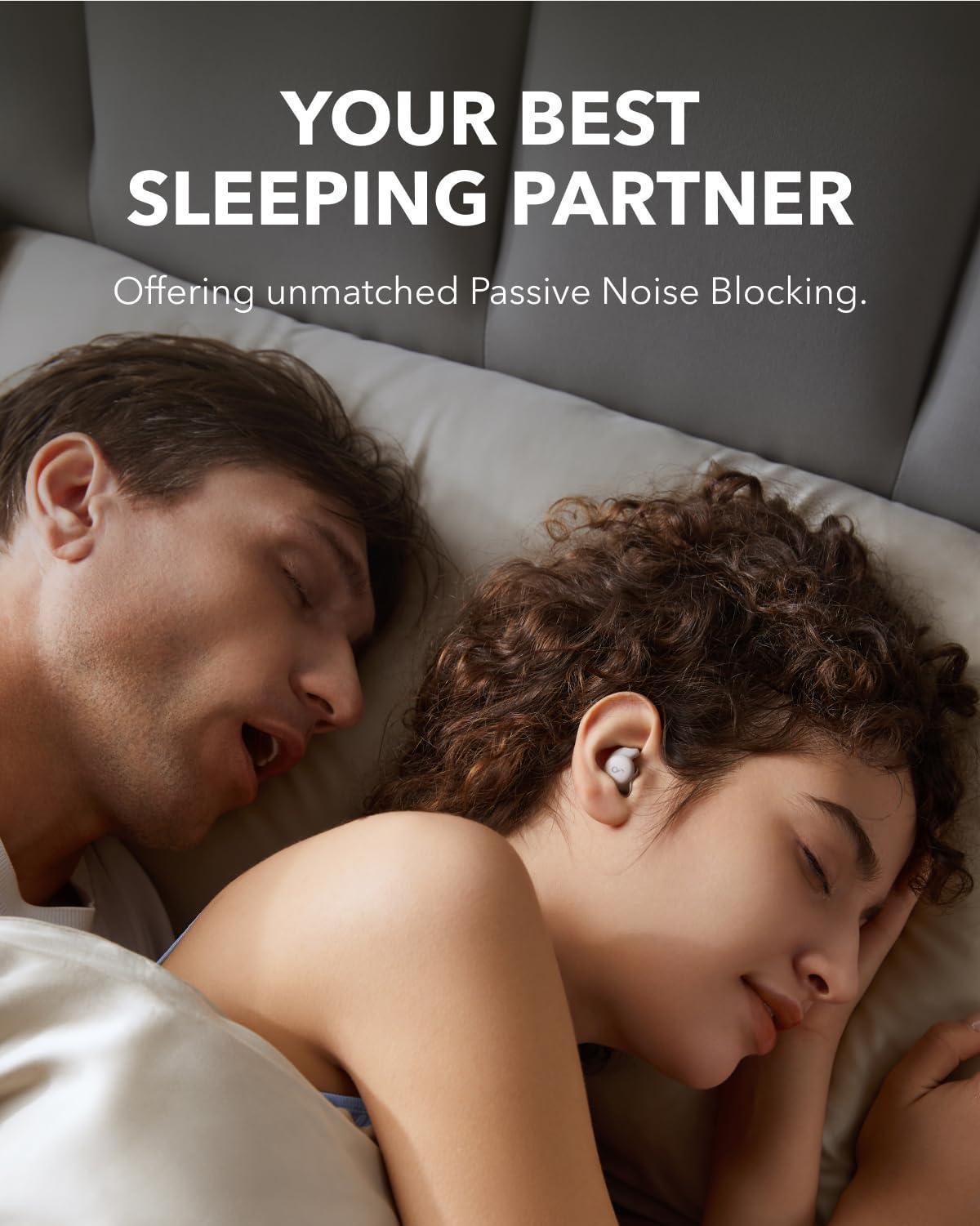 Soundcore Sleep A20 di Anker, auricolari per dormire che limitano i rumori, design compatto per chi dorme sul fianco, 80 ore di autonomia, Bluetooth 5.3, monitora il sonno, sveglia personalizzabile - Natural Sleep