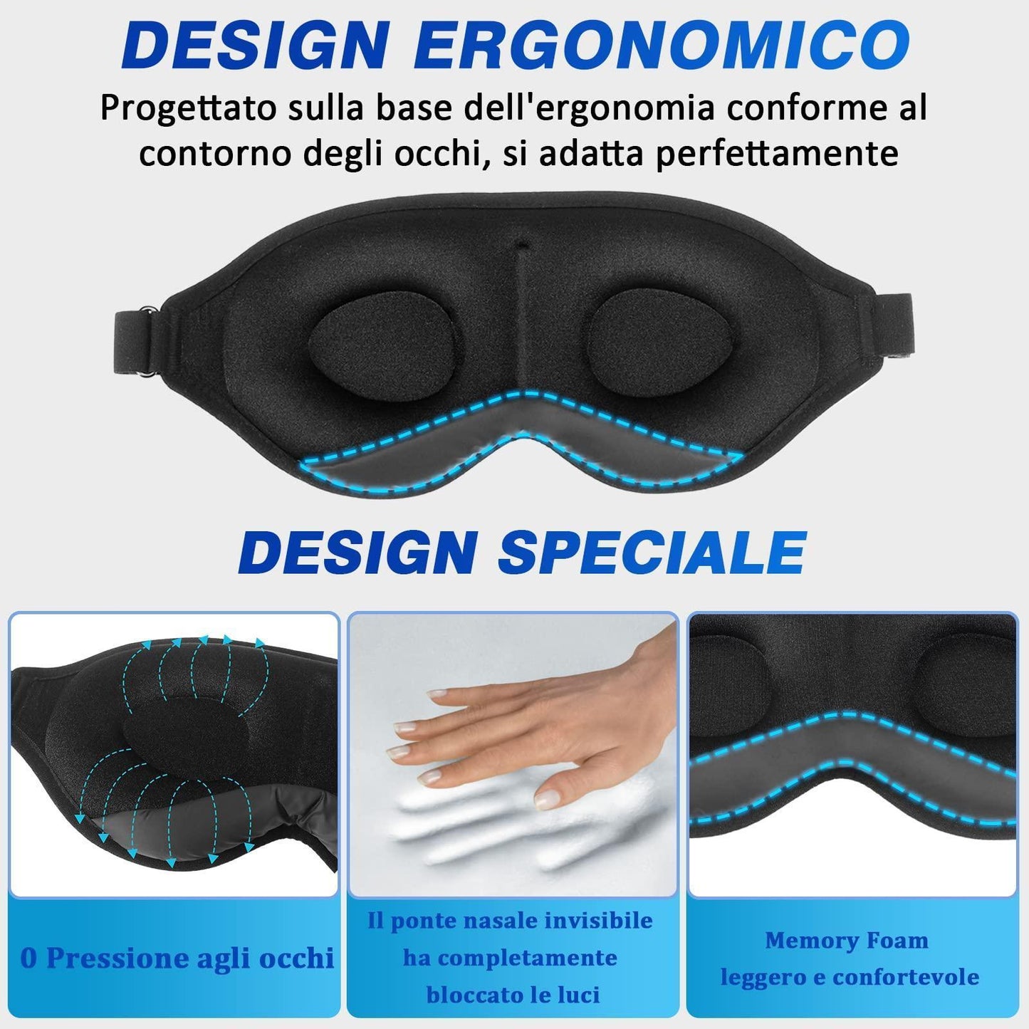 Mascherina per Dormire, Mascherina Occhi per Dormire per Donna Uomo, Sleep Mask, Mascherina Sonno 100% Bloccare la Luci, Viaggio, Lavoro a Turni - Natural Sleep