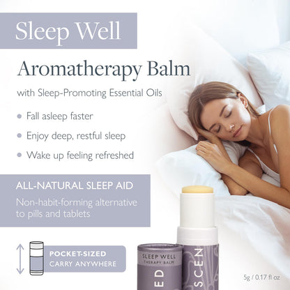 Scentered Aromatherapy Balm Stick, Sleep Well - Sleep Aid for Restful Sleep - 100% Natural Essential Oils Blend: Lavender, Chamomile, Ylang Ylang - Relaxation Gifts for Women & Men - Natural Sleep